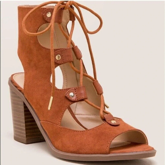 Circus by Sam Edelman Kiera Brown Block Heel Lace Up Gladiator Sandals Size 8.5M - Picture 1 of 13